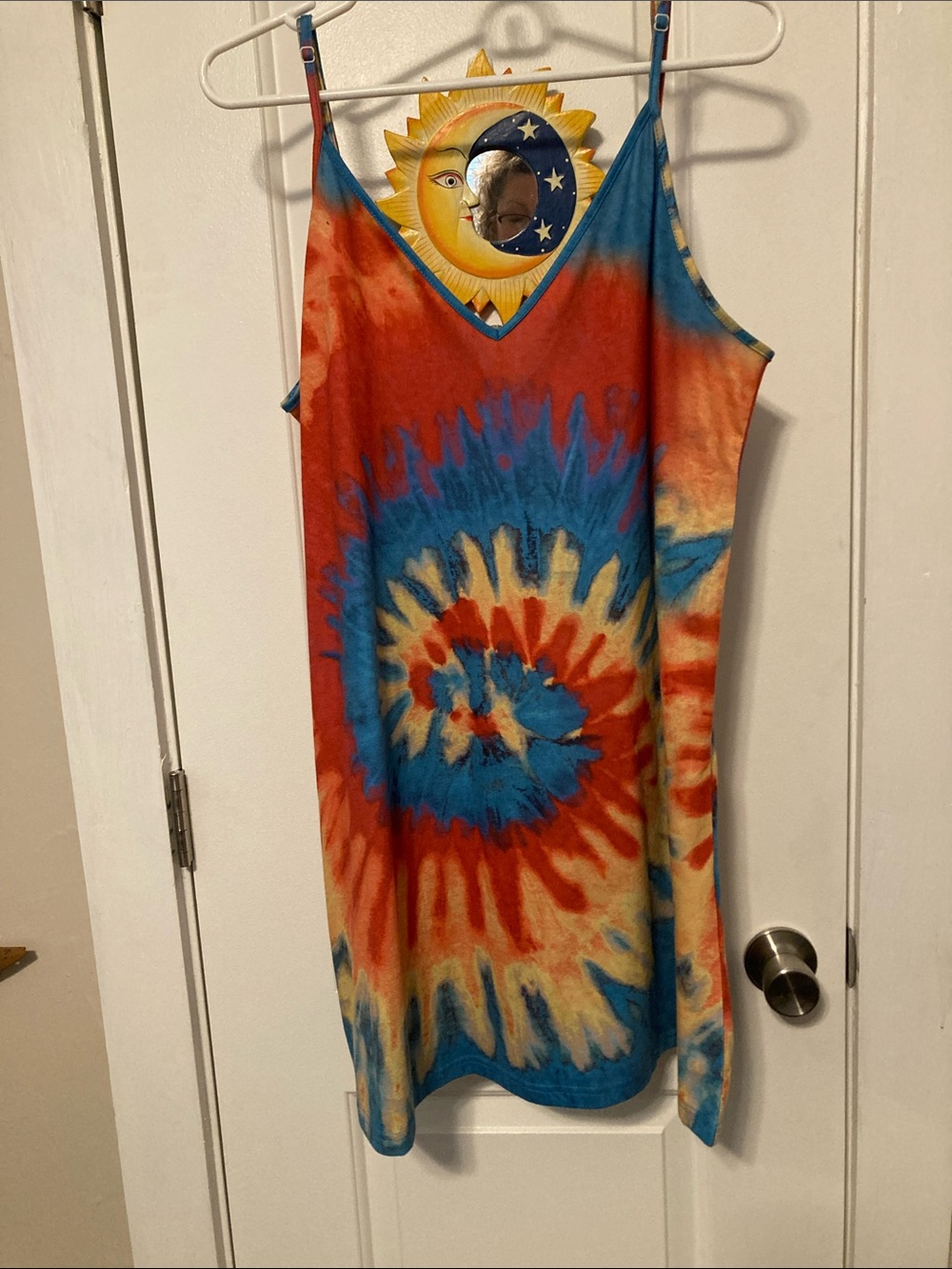 SHEIN Tie-Dye Spiral Slip Dress - Blue, Red, Yellow